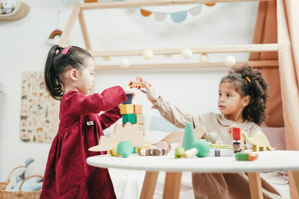 Twee kinderen spelen met blokken, Uitdagend gedrag | Bron: Pexels: Cottonbro Studio